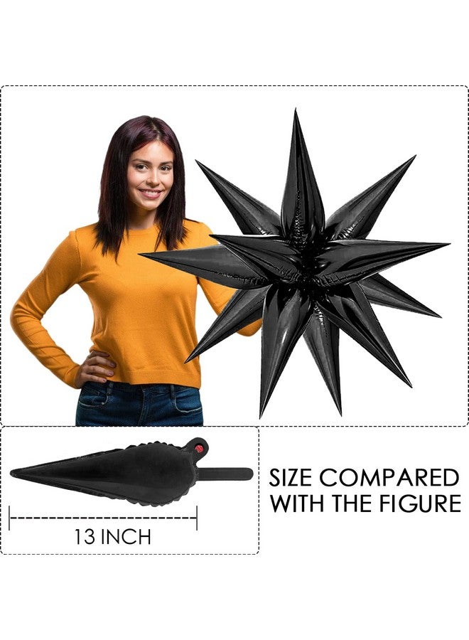 ZAKVOOR 100 Pcs Mylar Starburst Balloons Explosion Star Foil Balloons 12 Point Cone Spike Balloons Party Decoration Supplies For Halloween Birthday Wedding Anniversary Backdrop (Black) - Image 4