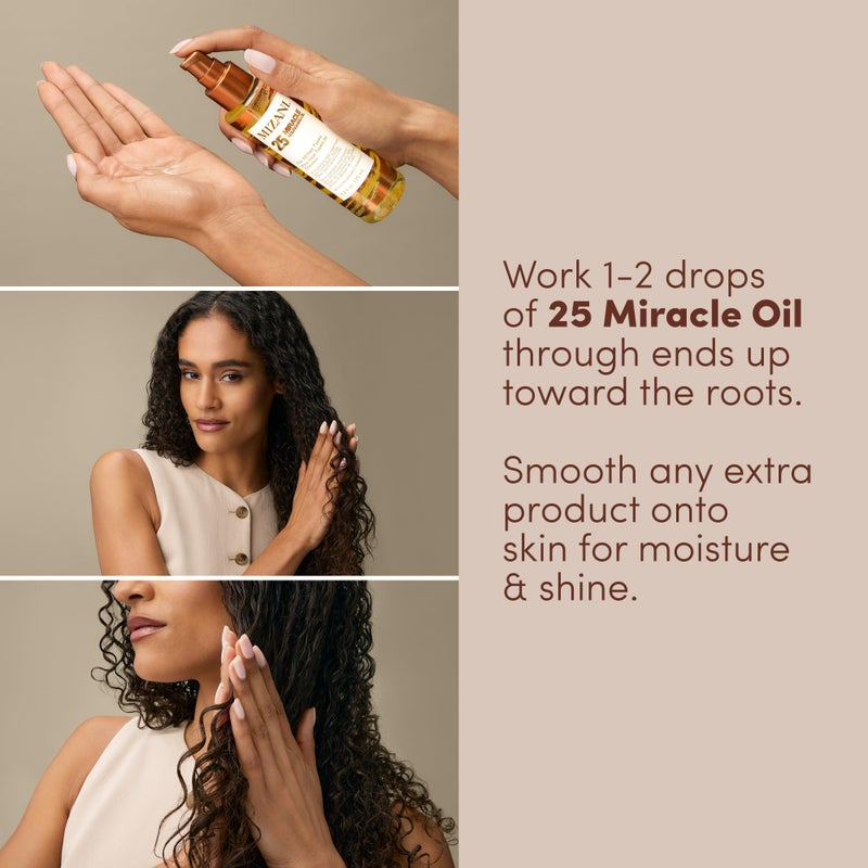 Mizani زيت الشعر المغذي المعجزة 25 من ميزاني - ينعّم ويضيف لمعاناً خفيف الوزن، مرطب ومغذي بزيت جوز الهند، للشعر الطبيعي والمجعد - Image 5