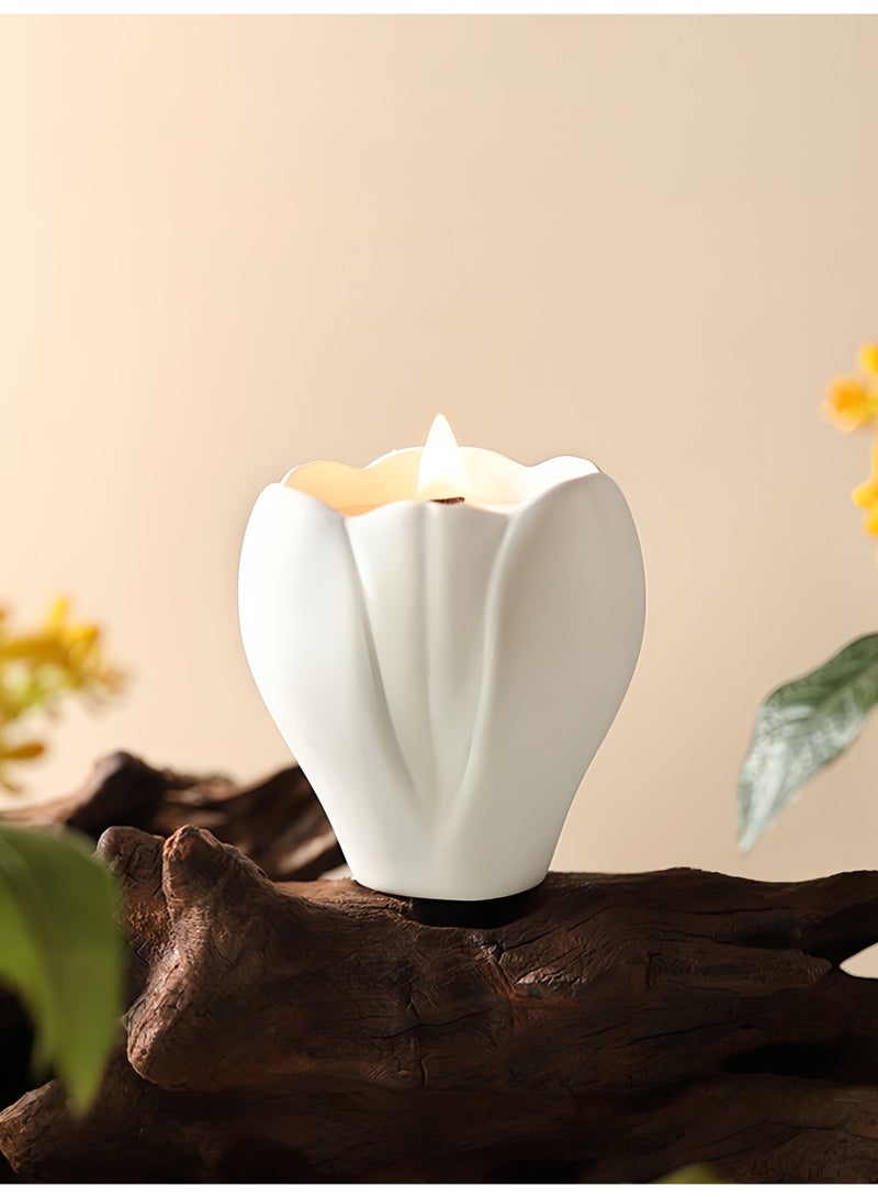 170g Magnolia Flower Oud Agarwood Scented Candle - Soy Wax Aromatherapy Home Decor Gift - Image 4