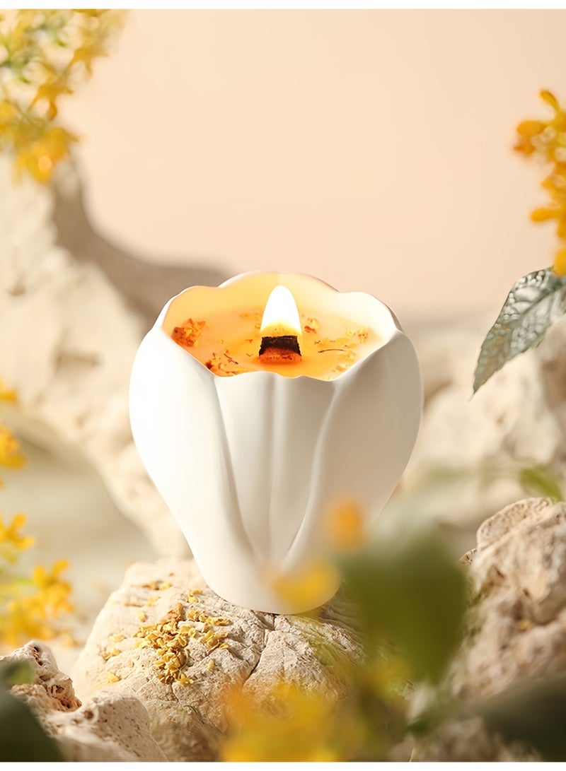 170g Magnolia Flower Oud Agarwood Scented Candle - Soy Wax Aromatherapy Home Decor Gift - Image 5