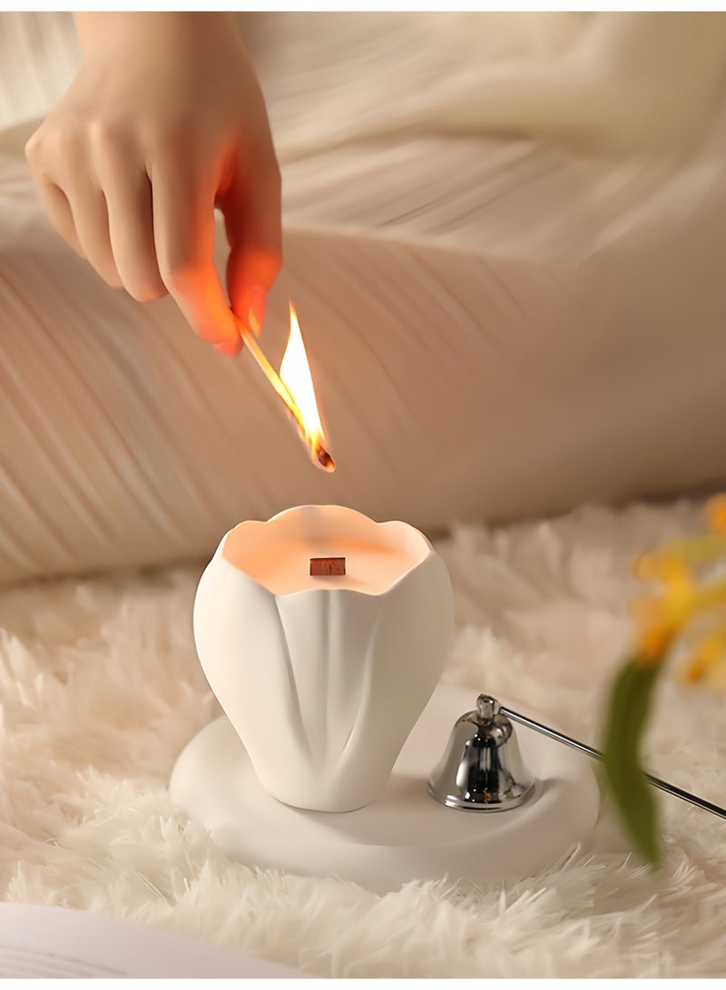 170g Magnolia Flower Oud Agarwood Scented Candle - Soy Wax Aromatherapy Home Decor Gift - Image 3