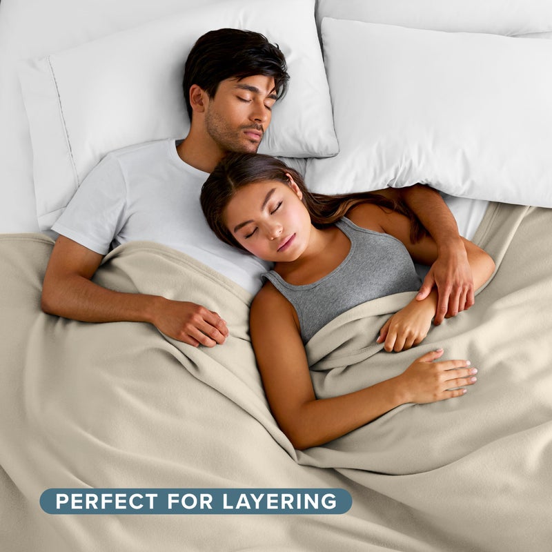 Bare Home Polar Fleece Blanket - King - Oyster - Warm & Cozy - Premium Fleece - Throw for Bed, Sofa, Camping, Travel and Cold Nights - Lightweight Blanket (King, Oyster) - Image 5