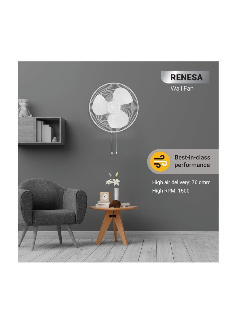 atomberg Renesa 400mm Wall Mount Fan | Wall Fans for Home | Silent BLDC Wall Fan | Remote with Timer & Sleep Control | 1+1 Year Warranty (Snow White)  - Image 3