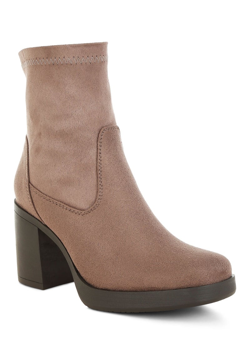 London Rag Women's Microfiber Sock Boots In Taupe - Image 5