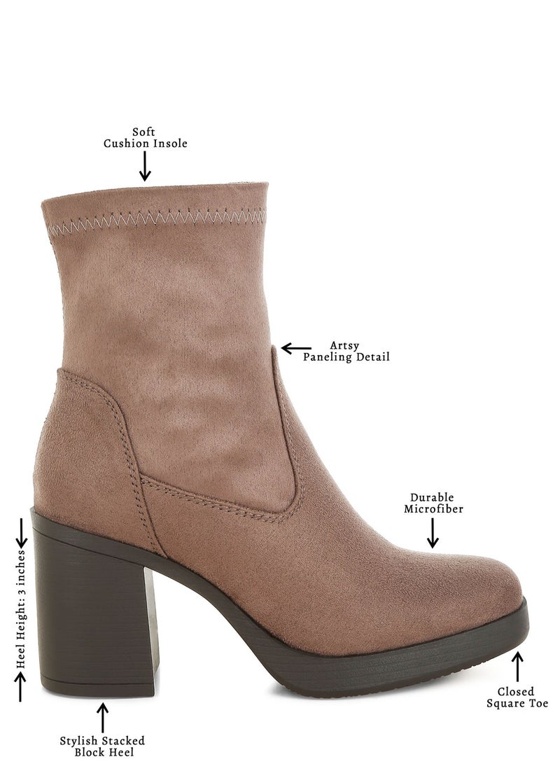 London Rag Women's Microfiber Sock Boots In Taupe - Image 2