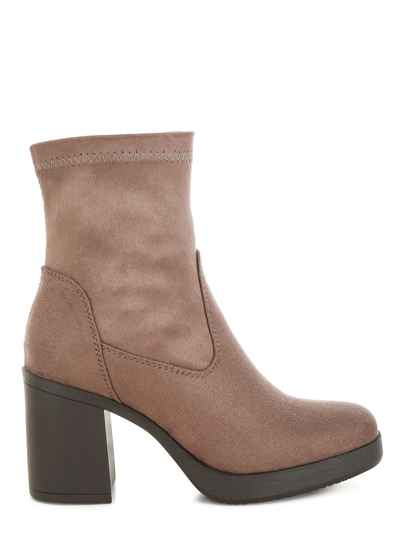 London Rag Women's Microfiber Sock Boots In Taupe - Image 1