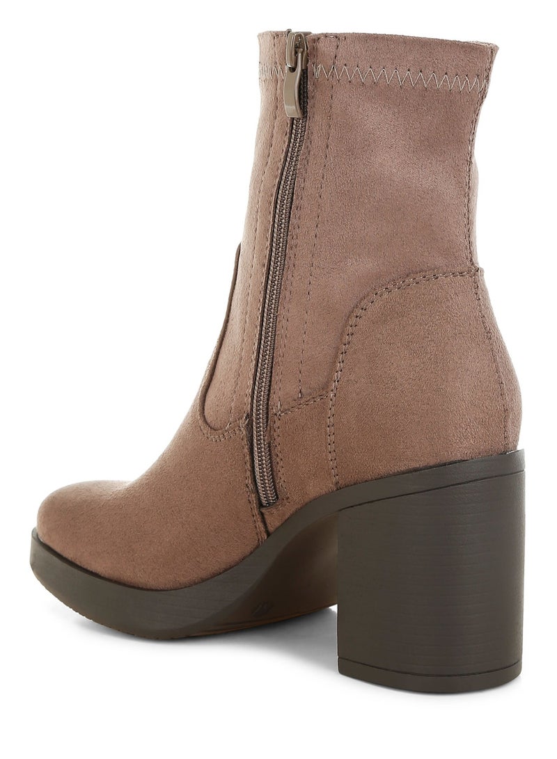 London Rag Women's Microfiber Sock Boots In Taupe - Image 4