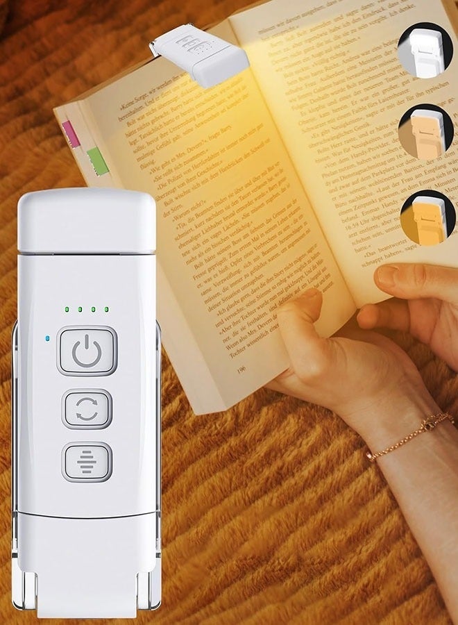 ضوء قراءة قابل للتثبيت على الكتاب ضوء قراءة محمول للقراءة في السرير 3 ألوان و 5 درجات سطوع قابلة للتعتيم للعناية بالعين مصباح كتاب قابل للشحن مع مؤقت 30 أو 60 دقيقة لمحبي القراءة ليلاً للأطفال - Image 1