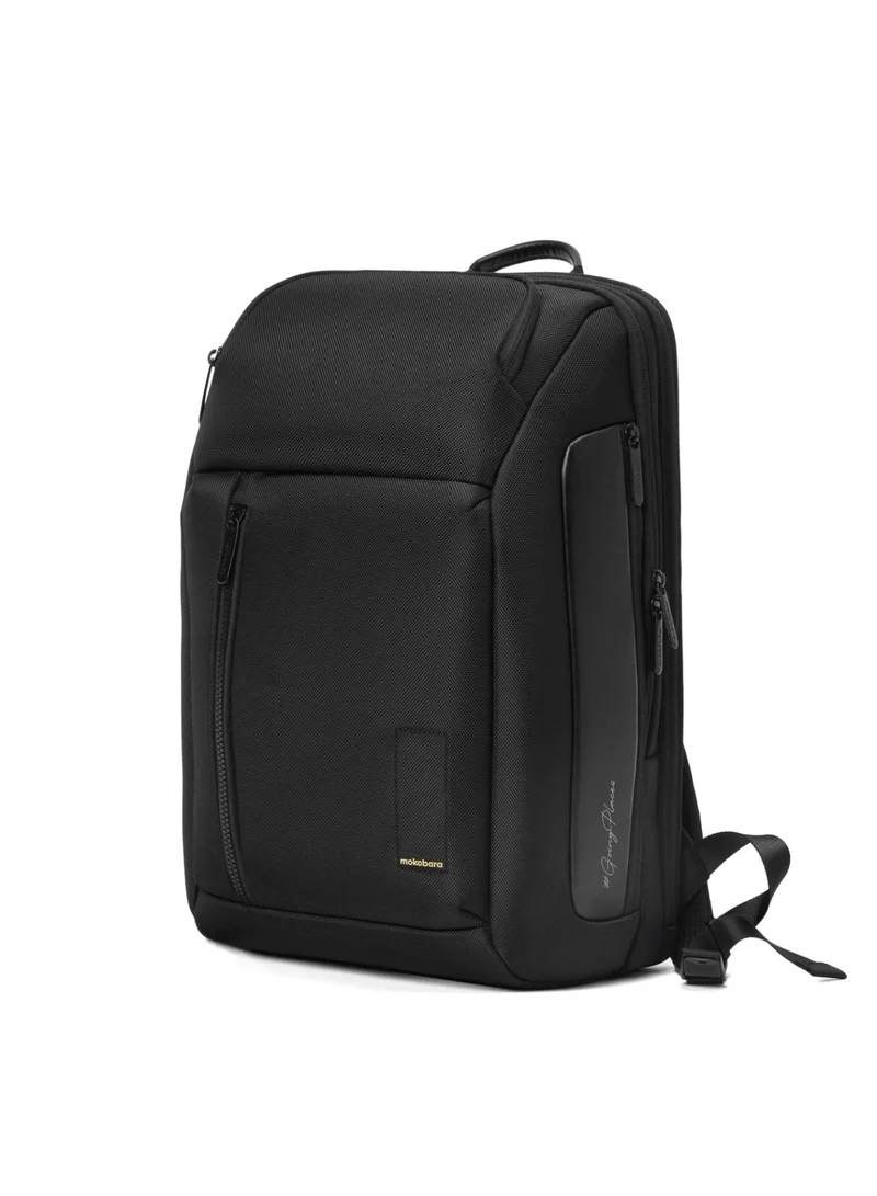 Mokobara The Transit Backpack Pro - Water-Resistant Nylon Vegan Leather | Money Moves, Black