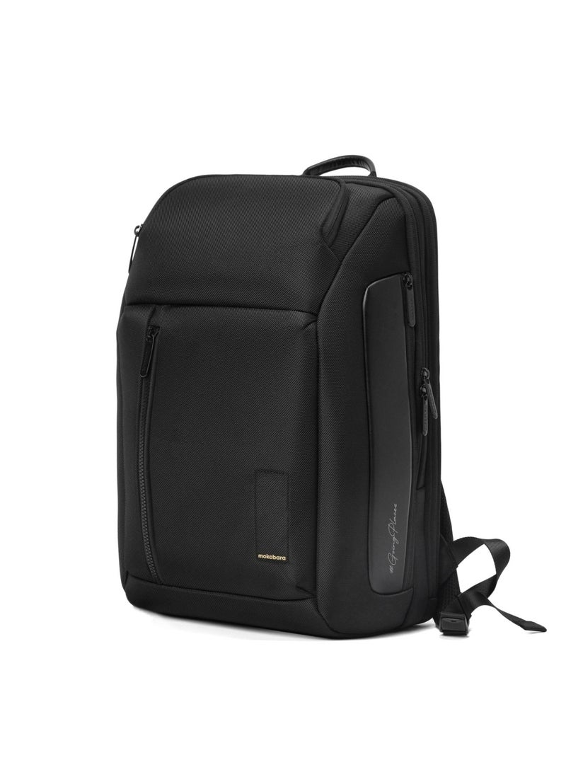 Mokobara The Transit Backpack Pro - Water-Resistant Nylon Vegan Leather | Money Moves, Black - Image 1