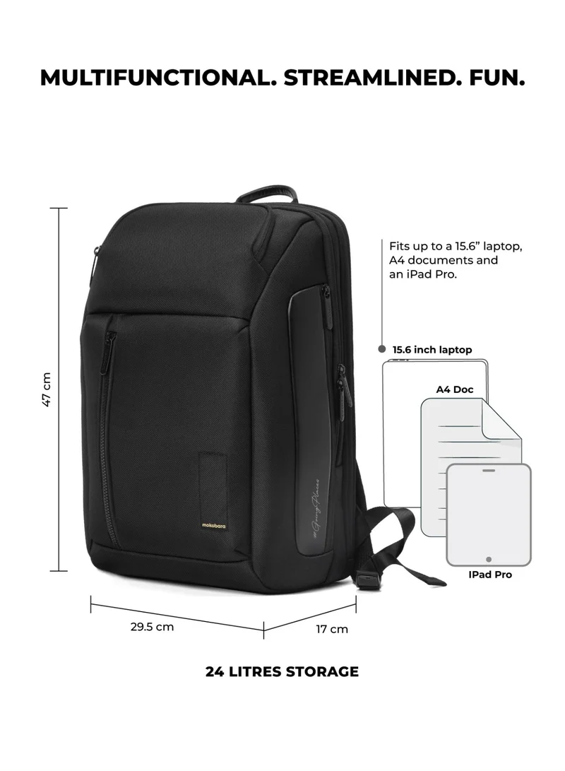 موكوبارا للتجارة ذ.م.م The Transit Backpack Pro - Water-Resistant Nylon Vegan Leather | Money Moves, Black