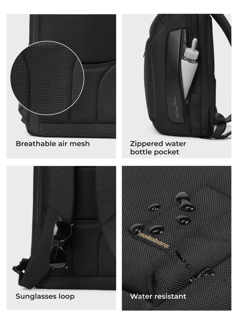 Mokobara The Transit Backpack Pro - Water-Resistant Nylon Vegan Leather | Money Moves, Black - Image 5