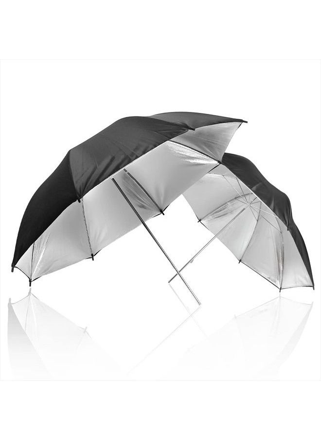 LimoStudio - [2 Pack] 33 inch Diameter Double Layer Black / Silver Photo Umbrella Lighting Reflector for Contrast, Concentrative Light, AGG127 - Image 1