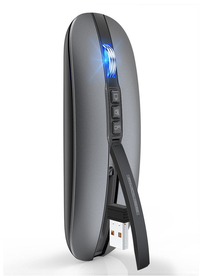 إف ماوس فأرة FMOUSE M113 اللاسلكية النحيفة القابلة لإعادة الشحن بتردد 2.4 جيجا هرتز وتقنية بلوتوث 5.1، متوافقة مع أجهزة الكمبيوتر المكتبية والمحمولة، مزودة بمستقبل USB ودقة 2400 نقطة في البوصة ومستوى قابل للتعديل. - Image 1