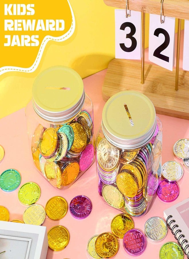 Roowest 306 Pieces Reward Jars for Kids Coin Jar Tokens for Kids Behavior 6 Classroom Reward Jar Plastic Coin Jar 300 Behavior Tokens for Classroom School Teacher Teaching Supplies(25 Oz) - Image 5