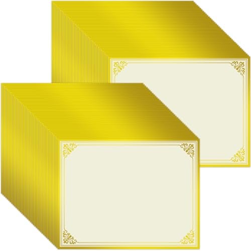 UZLU 200 Sheet Gold Foil Award Certificate Paper Bulk 8.5 x 11 in for Printing Customizable Blank Cardstock Gold Border Certificate Laser and Inkjet Printer Friendly for Graduation Diploma Achievement - Image 1