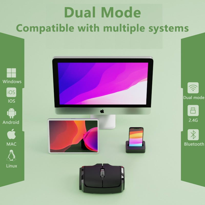 BT Dual-use for finger and desktop Dual-mode Bluetooth 5.0+2.4G with built-in battery Pink - Image 5