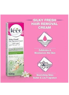 Veet Veet Silky Fresh Hair Removal Cream Body & Legs for Dry Skin, Nourishing Shea Butter & Lily Fragranc 100g  - Image 2