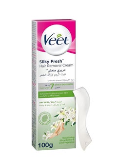 Veet Veet Silky Fresh Hair Removal Cream Body & Legs for Dry Skin, Nourishing Shea Butter & Lily Fragranc 100g  - Image 1