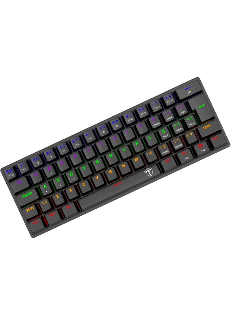 تي-داجر T-Dagger ARENA T-TGK321 60% Mechanical Gaming Keyboard (Red Switch) - Black - Image 4