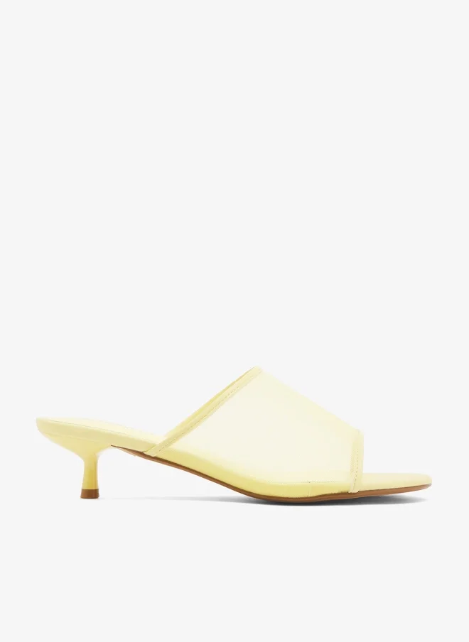GLAMOROUS Butter Yellow Mesh Kitten Heel Sandals
