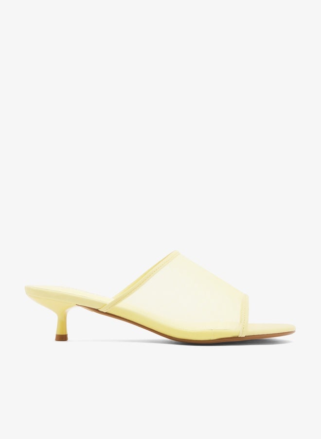 GLAMOROUS Butter Yellow Mesh Kitten Heel Sandals - Image 1