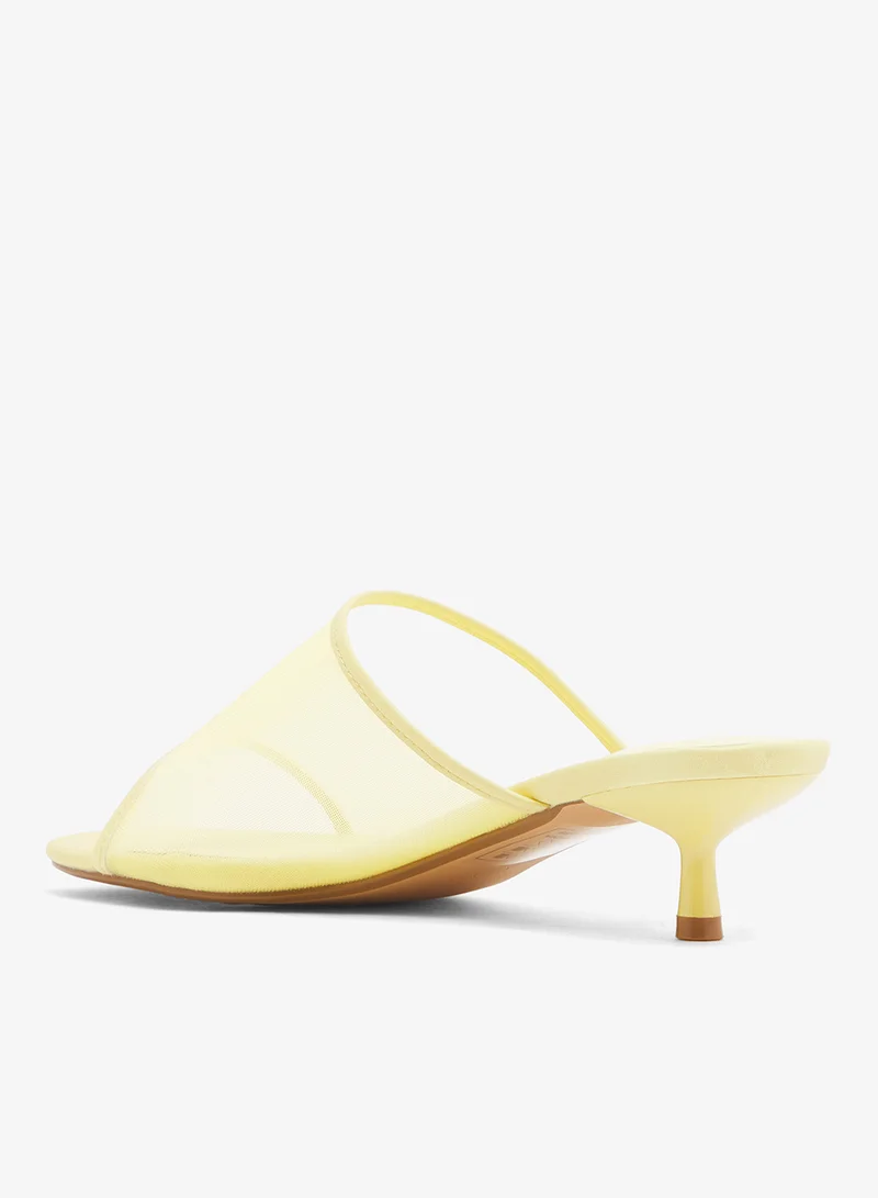 GLAMOROUS BUTTER YELLOW Butter Yellow Mesh Kitten Heel Sandals for Women | Best Price UAE