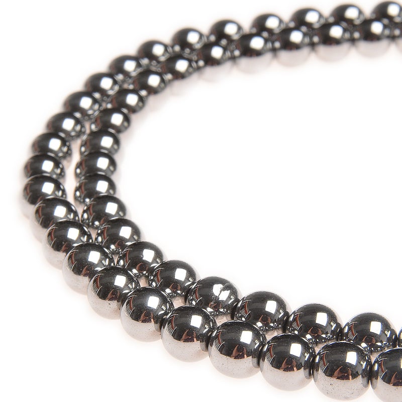 PLTbeads Gemstone Round Loose Beads Approxi 155 inch 1 Strand per Bag for Jewelry Making Findings Accessories 10mm Silver Plated Hematite