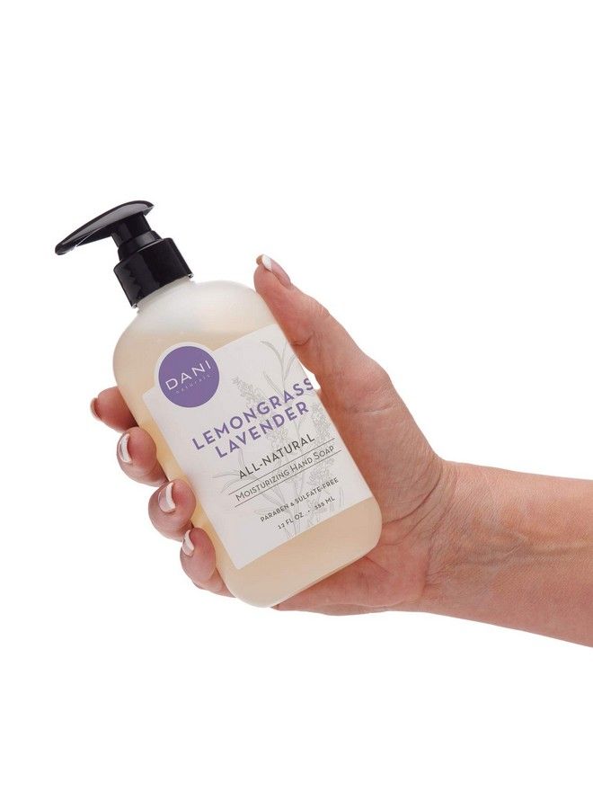 DANI Natural Moisturizing Liquid Handwash Naturals Calming Lemongrass Lavender Scented Gentle Soap With Organic Aloe Vera 12 Ounce Bottle Pump Dispenser - Image 4