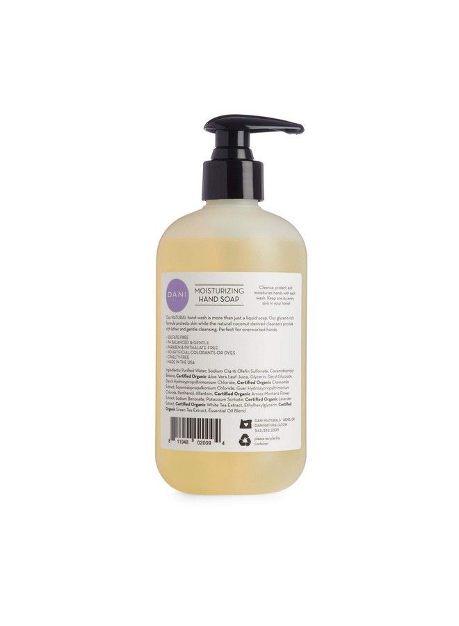 DANI Natural Moisturizing Liquid Handwash Naturals Calming Lemongrass Lavender Scented Gentle Soap With Organic Aloe Vera 12 Ounce Bottle Pump Dispenser - Image 3