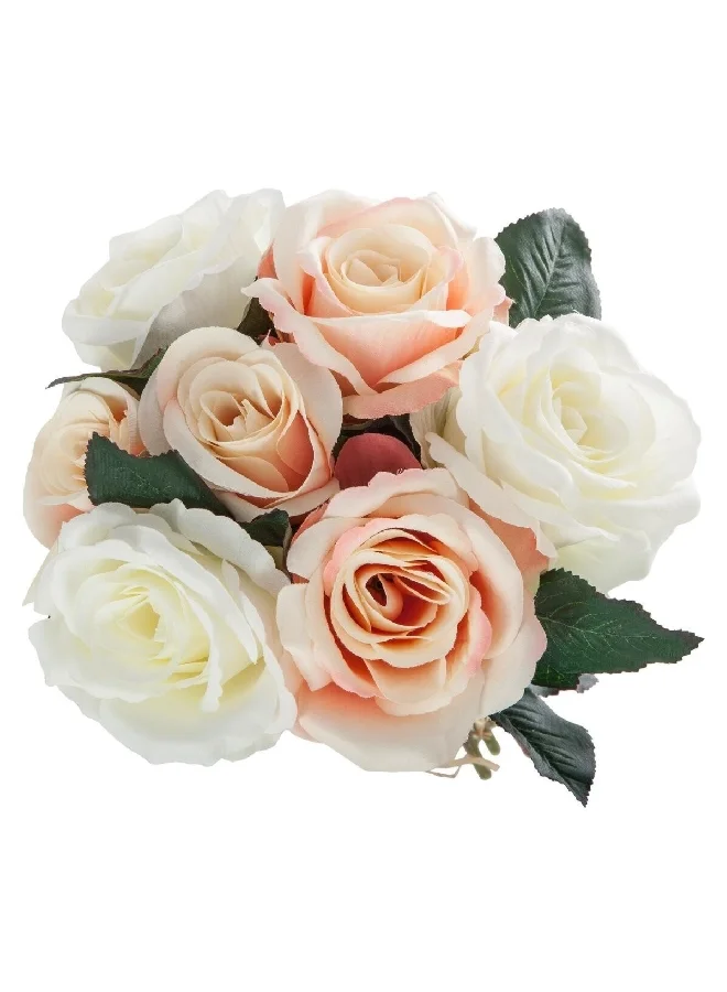 atmosphera 7-Flower Durable and Realistic Looking Aged Artificial Rose Bouquet Multicolour 30 cm 155722