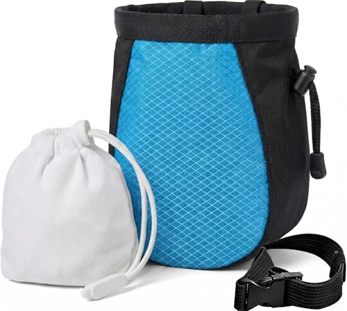 YERGOFE Climbing Chalk Bag for Rock Climbing - with Chalk Ball - Adjustable Black Chalk Bag Bouldering for Rock Climbing Equipment, Blue - Image 1