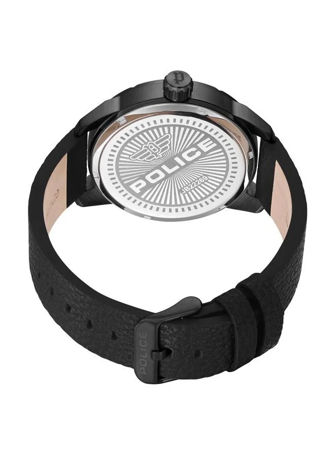 POLICE Neist Watch For Men Black Dial And Black Leather Strap