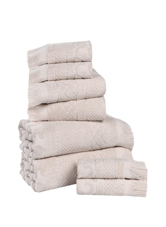 Superior Cotton 8 Piece Towel Set, Quick Dry, Bathroom Essentials, Shower, Spa, Luxury Plush Soft Absorbent Towels, Includes 2 Bath, 2 Hand, 4 Washcloth/Face Towels, Rolla Collection, Silver - Image 2