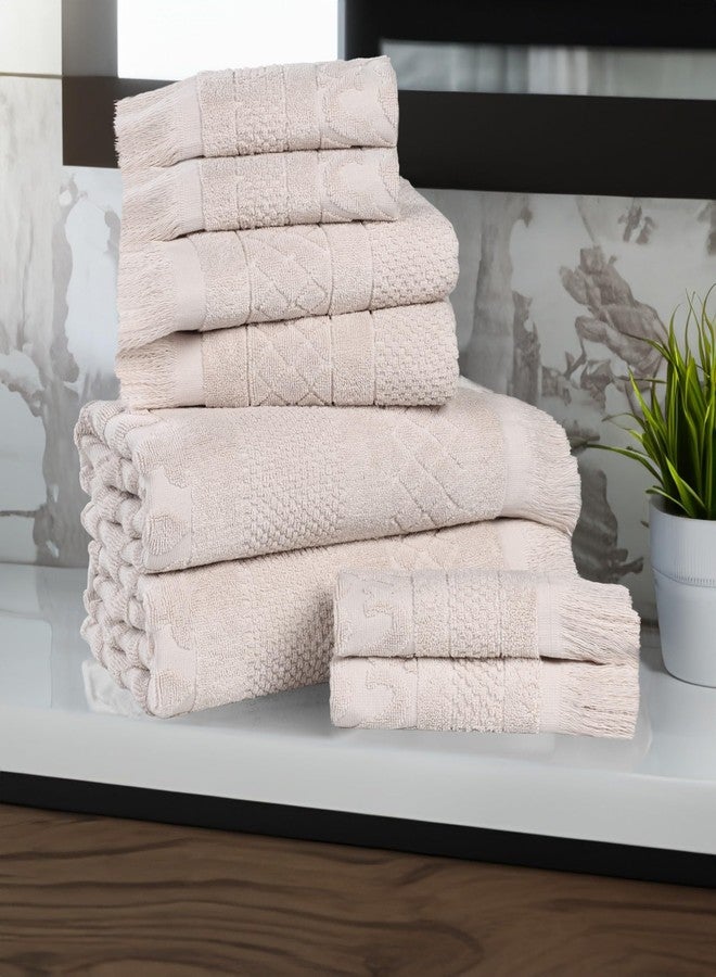 Superior Cotton 8 Piece Towel Set, Quick Dry, Bathroom Essentials, Shower, Spa, Luxury Plush Soft Absorbent Towels, Includes 2 Bath, 2 Hand, 4 Washcloth/Face Towels, Rolla Collection, Silver - Image 1