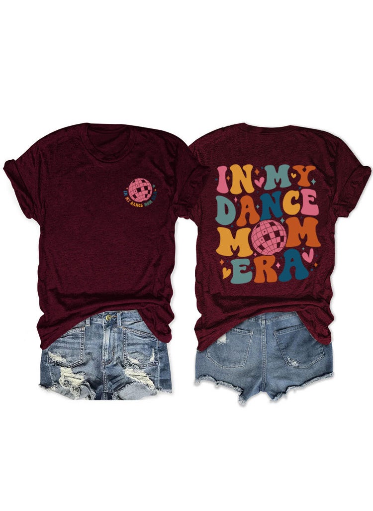 Generic - Fashionable Short Sleeve T-shirt For Women In My Dance Mom Era Ball New Style Crew Neck Tee Wine Red front chest (color picture) - Image 1
