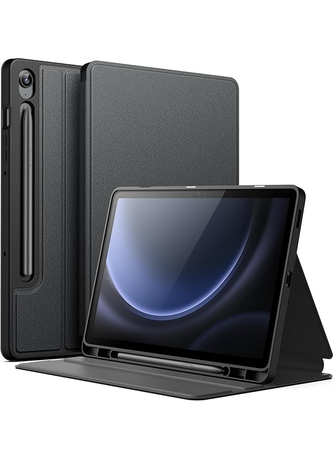 جي تيك حافظة لجهاز سامسونج جالكسي تاب S9 Fe مقاس 10.9 بوصة مع حامل قلم S، غطاء واقٍ رفيع من البولي يوريثان مع حامل متعدد الزوايا، أسود - Image 1
