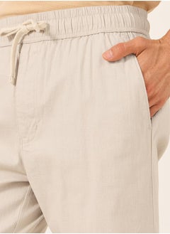 Styli Solid Relaxed Fit Elasticated Cuffed Joggers with Contrast Drawstring  - Image 3