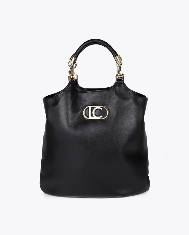 لولا كساديمونت حقيبة تسوق جلد صناعي بمقبض مضفر وتفاصيل معدنية