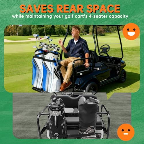 Hosile Foldable Golf Cart Rear Seat Bag Holder Fits 4 Seater Golf Cart Bag Holder Compatible with EZGO/Club Car/Yamaha Works for Rear Armrests Up to 8" & 24.5" Wide Equipped with Stainless Steel Buckles - Image 3