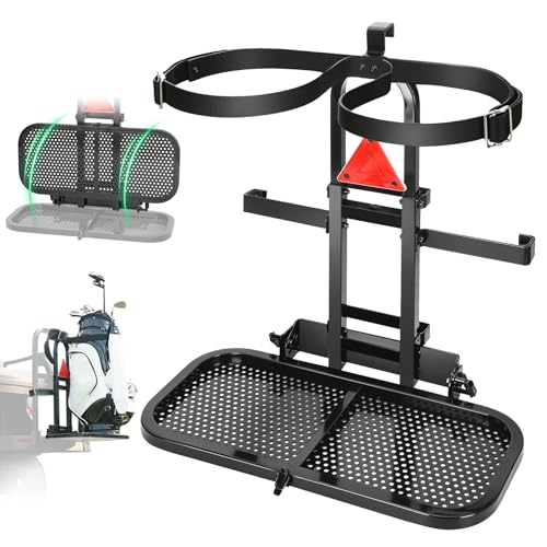 Hosile Foldable Golf Cart Rear Seat Bag Holder Fits 4 Seater Golf Cart Bag Holder Compatible with EZGO/Club Car/Yamaha Works for Rear Armrests Up to 8" & 24.5" Wide Equipped with Stainless Steel Buckles - Image 1