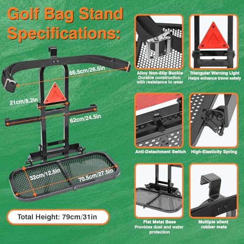 Hosile Foldable Golf Cart Rear Seat Bag Holder Fits 4 Seater Golf Cart Bag Holder Compatible with EZGO/Club Car/Yamaha Works for Rear Armrests Up to 8" & 24.5" Wide Equipped with Stainless Steel Buckles - Image 5