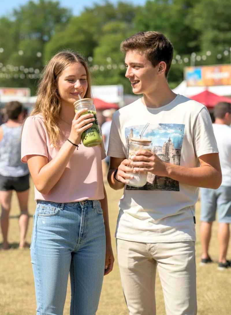 1Chase Positive Quote Sipper Glass Set – 2 Pack 550ML Borosilicate Tumblers with Bamboo Lid & Reusable Straw – Spill-Resistant & Eco-Friendly