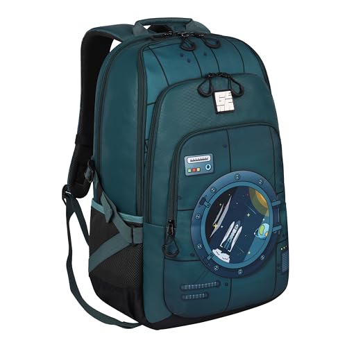 Gear Astronomer 19"/37L Large Water Resistant School Bag/Casual 5 Compartment Backpack/Daypack/Travel 5 Compartment Backpack/Kids Bag for Boys/Girls (Green-Green) - Image 1