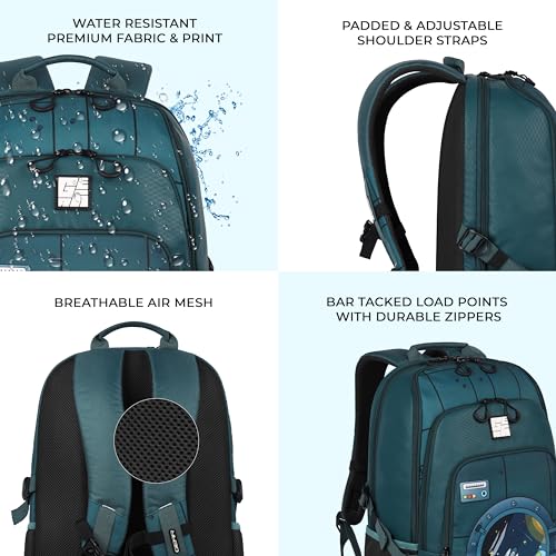 Gear Astronomer 19"/37L Large Water Resistant School Bag/Casual 5 Compartment Backpack/Daypack/Travel 5 Compartment Backpack/Kids Bag for Boys/Girls (Green-Green) - Image 5