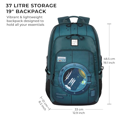 Gear Astronomer 19"/37L Large Water Resistant School Bag/Casual 5 Compartment Backpack/Daypack/Travel 5 Compartment Backpack/Kids Bag for Boys/Girls (Green-Green) - Image 2