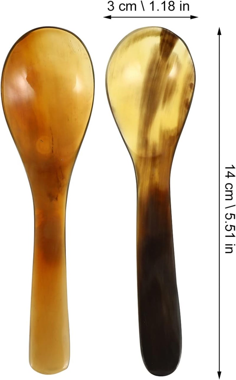 comfrt 4pcs Buffalo Horn Spoons Large Ladle Spoons Dinner Ware Serving Spoon Cocktail Stirring Spoon Kitchen Silverware Naturally Handcrafted Soup Spoons - Image 3