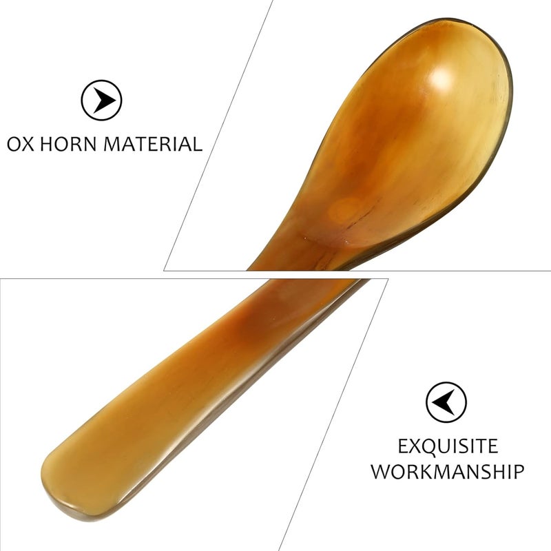 comfrt 4pcs Buffalo Horn Spoons Large Ladle Spoons Dinner Ware Serving Spoon Cocktail Stirring Spoon Kitchen Silverware Naturally Handcrafted Soup Spoons - Image 4
