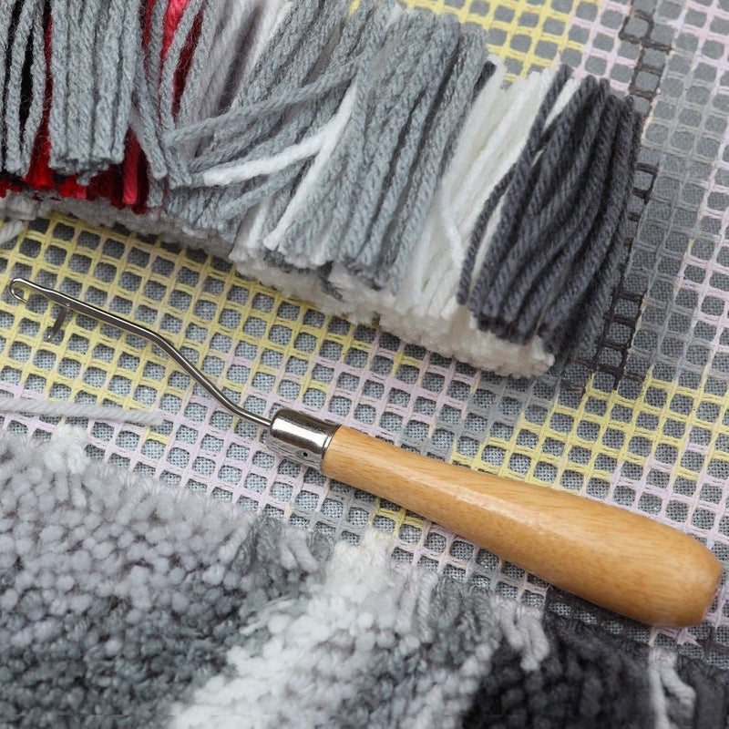 WILLBOND 2 Pieces Blank Rug Hooking Mesh Latch Hook Mesh Canvas Kit with 2 Pieces Wooden Bent Tool for DIY Tapestry Canvas(59 x 39 Inches) - Image 5