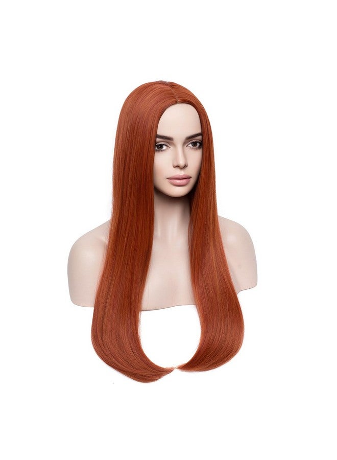 BERON 26'' Long Straight Hair Cosplay Costume Party Wig With Wig Cap (Dark Orange) - Image 3